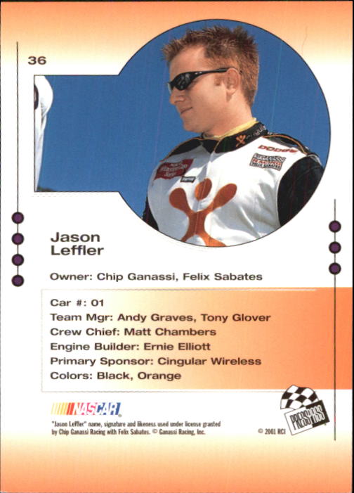2001 Press Pass Trackside #36 Jason Leffler back image