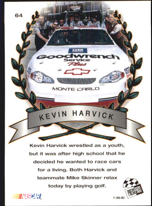 2001 Press Pass Trackside #64 Kevin Harvick TM back image