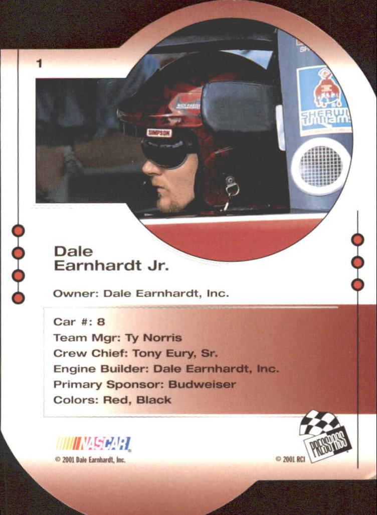 2001 Press Pass Trackside Die Cuts #1 Dale Earnhardt Jr. back image