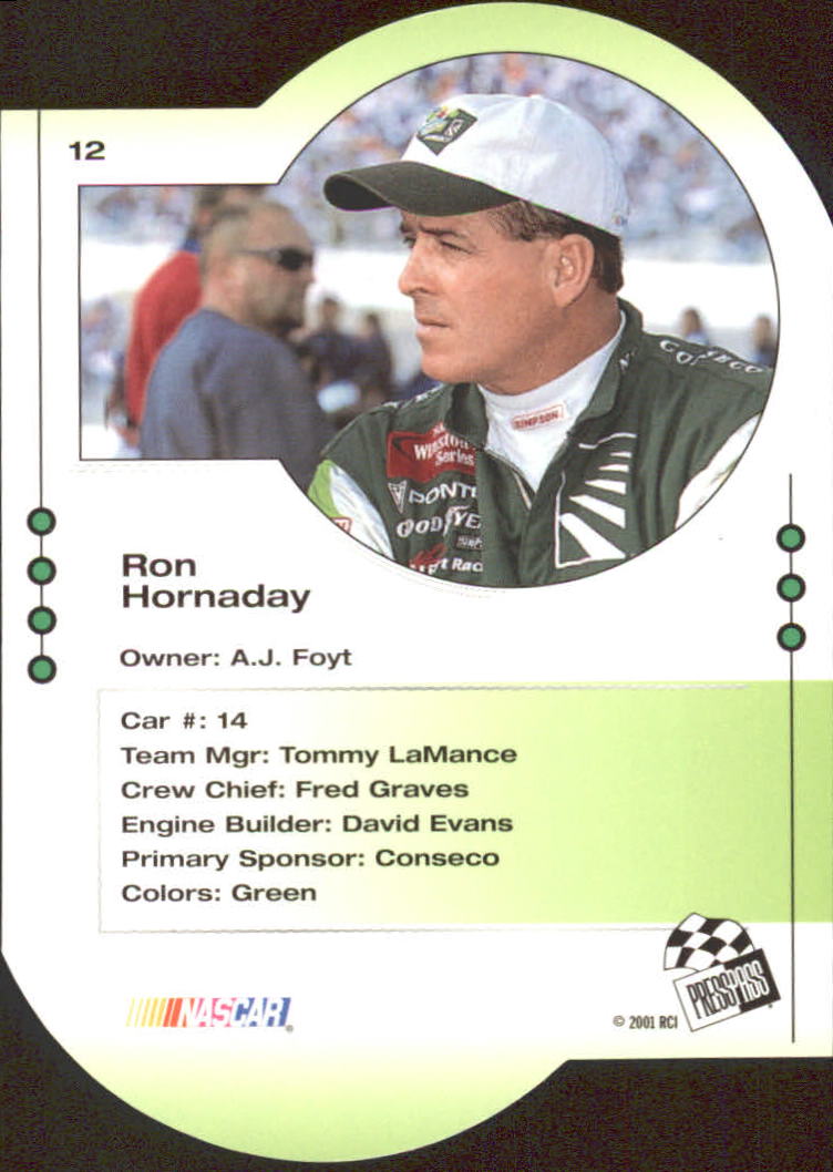 2001 Press Pass Trackside Die Cuts #12 Ron Hornaday back image
