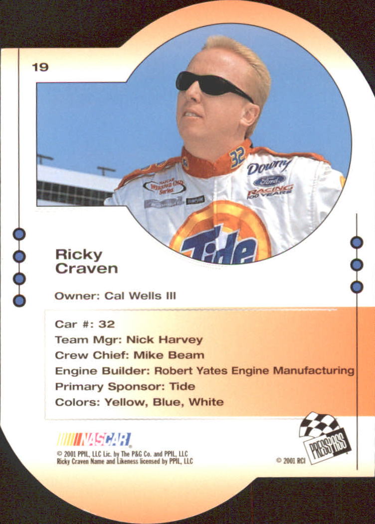 2001 Press Pass Trackside Die Cuts #19 Ricky Craven back image