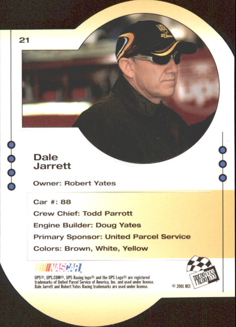 2001 Press Pass Trackside Die Cuts #21 Dale Jarrett back image