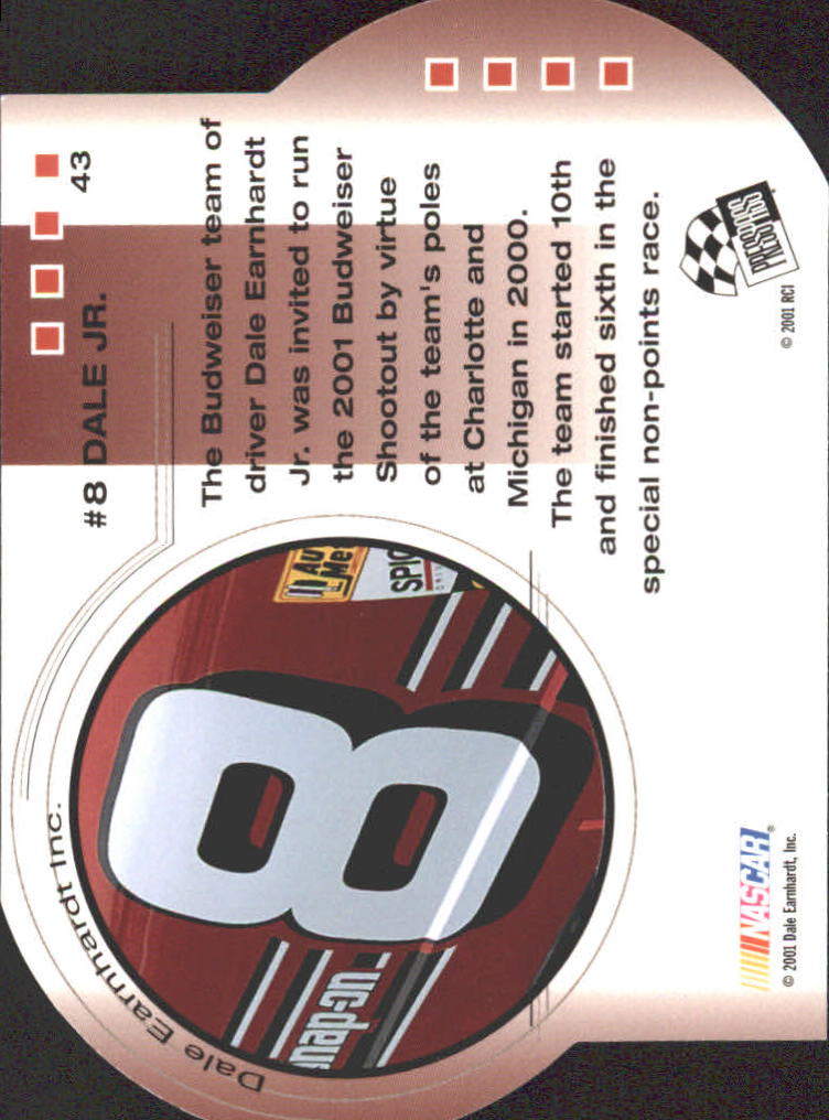 2001 Press Pass Trackside Die Cuts #43 Dale Earnhardt Jr.'s Car back image