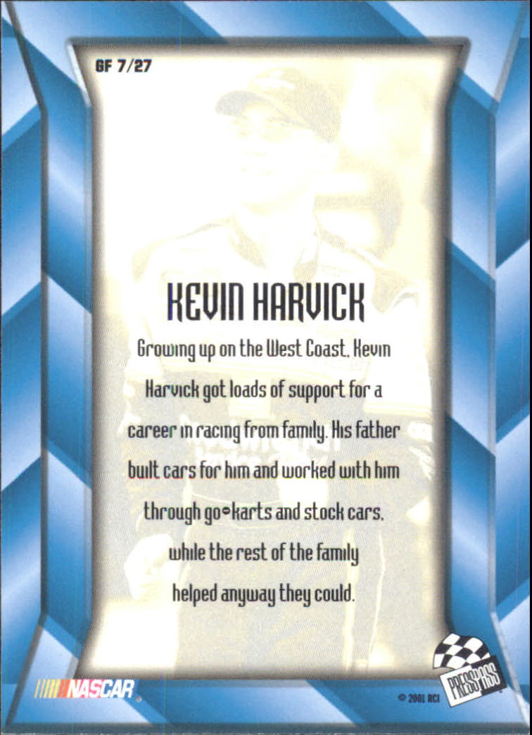 2001 Press Pass Optima G Force #GF7 Kevin Harvick back image