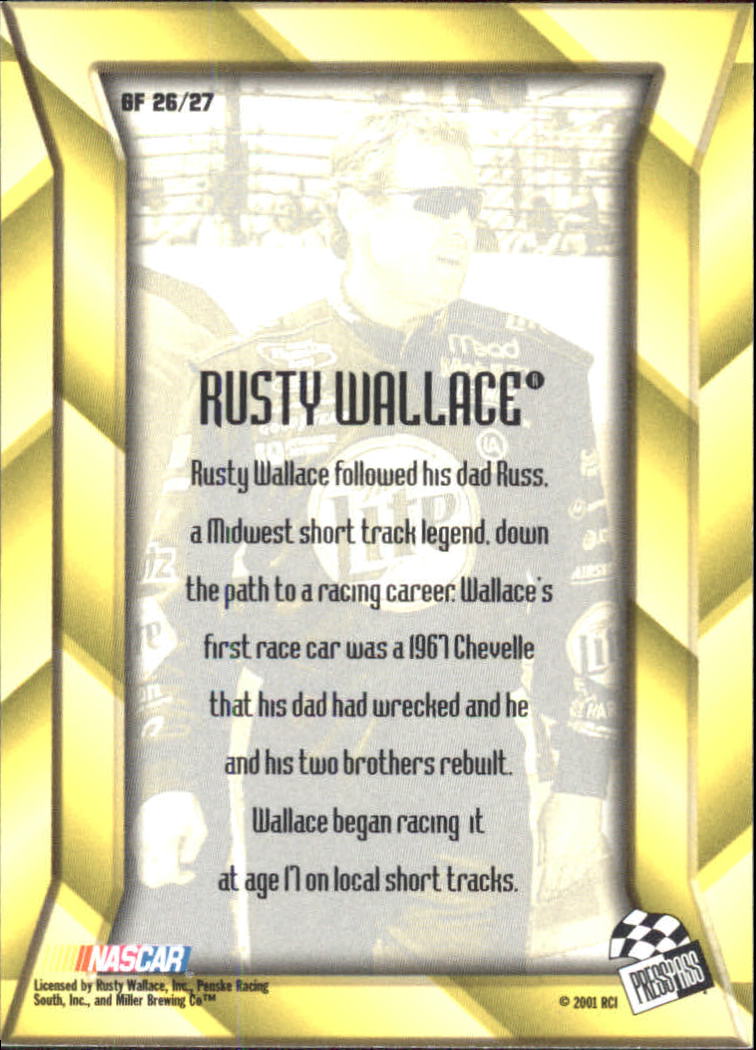 2001 Press Pass Optima G Force #GF26 Rusty Wallace back image