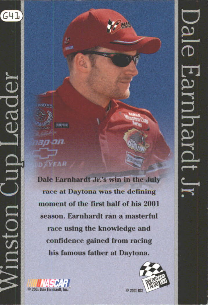 2001 Press Pass Optima Gold #41 Dale Earnhardt Jr. WCL back image