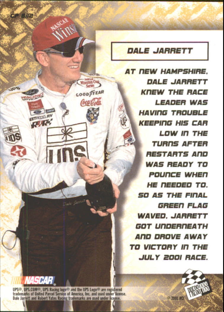 2001 Press Pass Optima Cool Persistence #CP6 Dale Jarrett back image