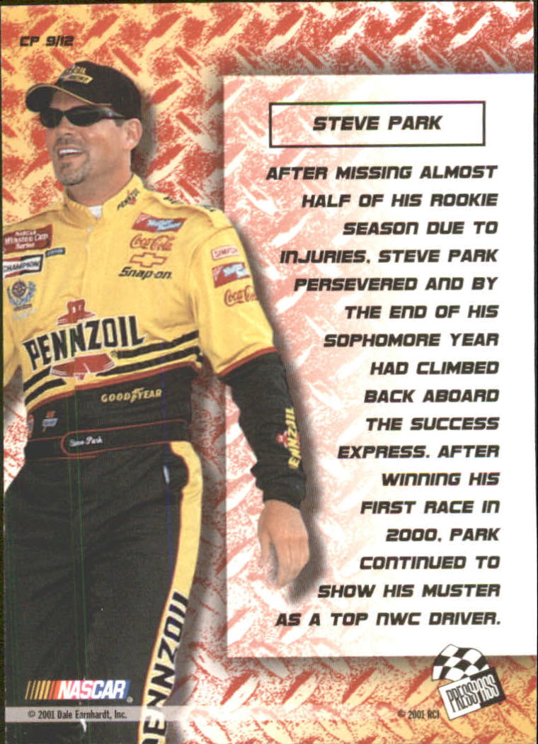 2001 Press Pass Optima Cool Persistence #CP9 Steve Park back image