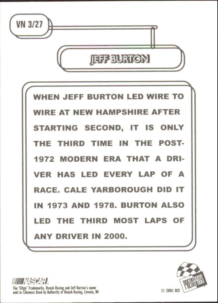 2001 Press Pass Vintage #VN3 Jeff Burton back image