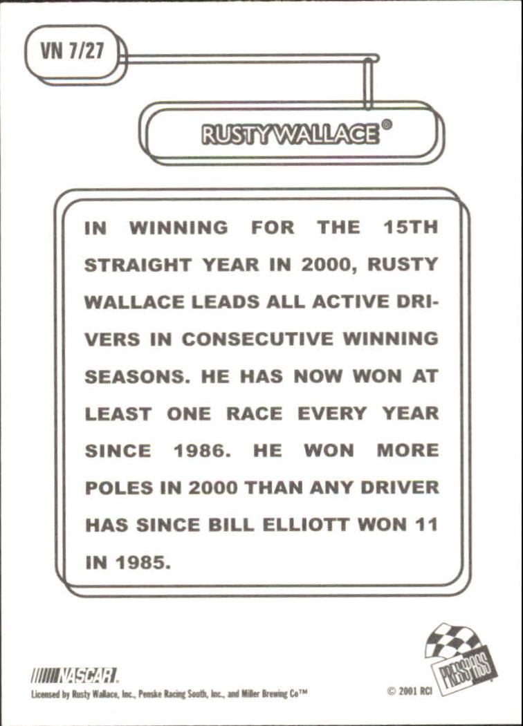 2001 Press Pass Vintage #VN7 Rusty Wallace back image