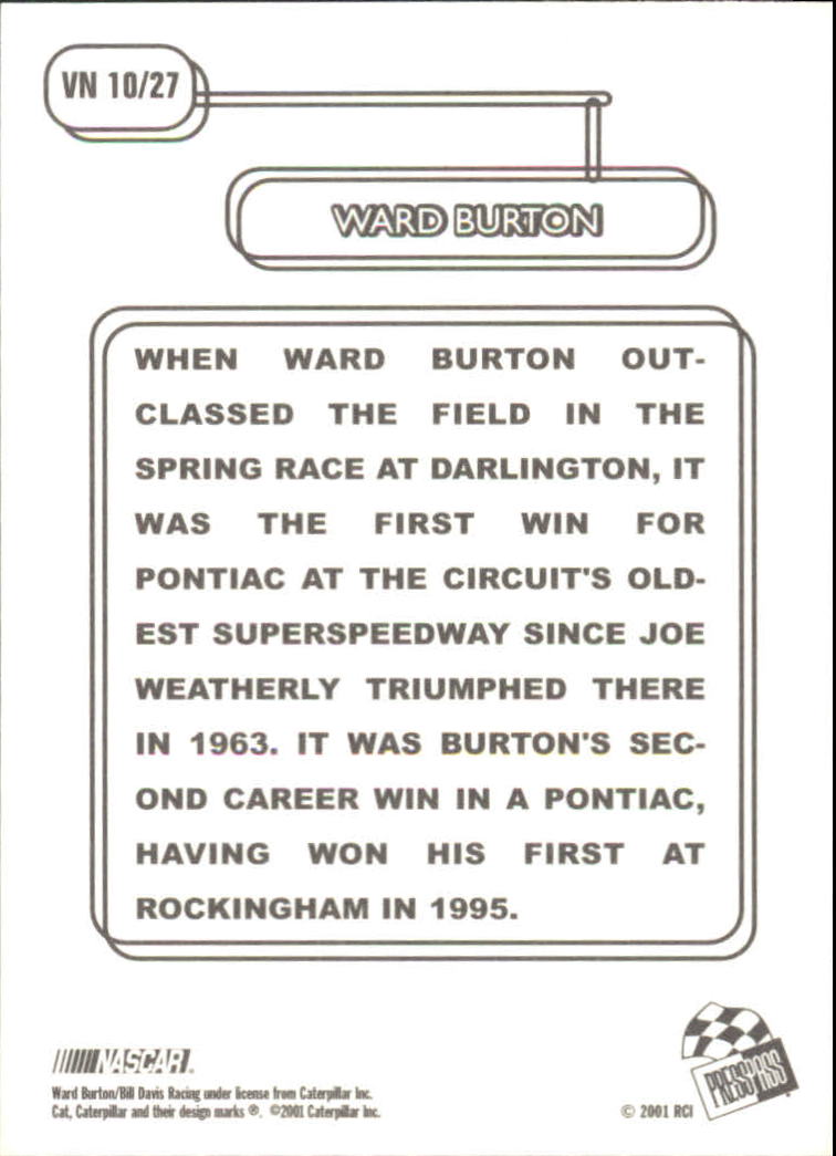 2001 Press Pass Vintage #VN10 Ward Burton back image