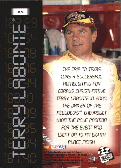 2001 Press Pass #85 Terry Labonte SO back image