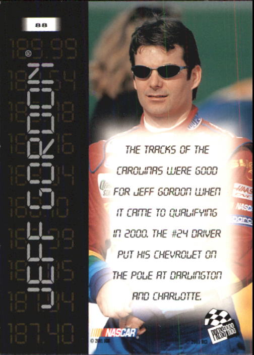 2001 Press Pass #88 Jeff Gordon SO back image