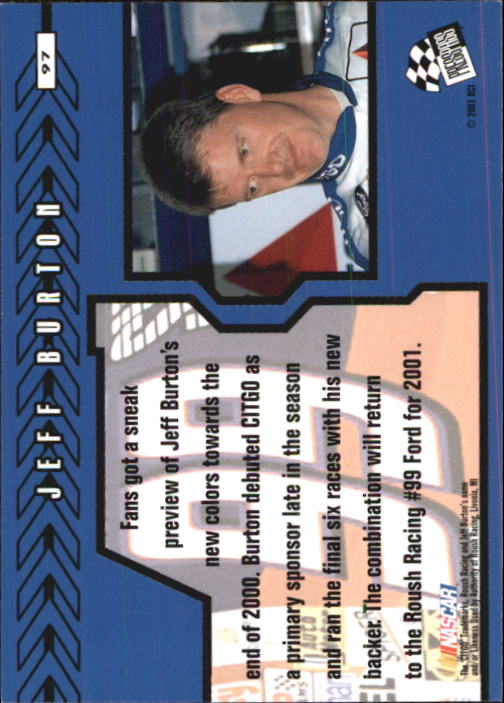 2001 Press Pass #97 Jeff Burton PV back image