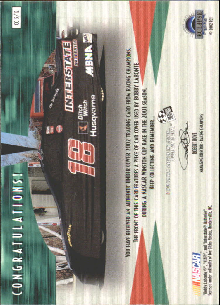 2002 Press Pass Eclipse Under Cover Gold Cars #CD5 Bobby Labonte back image