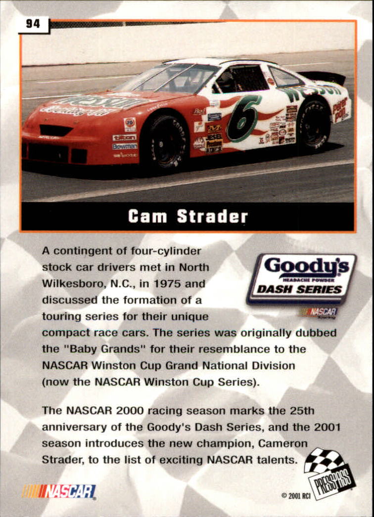 2002 Press Pass #94 Cam Strader NTS RC back image