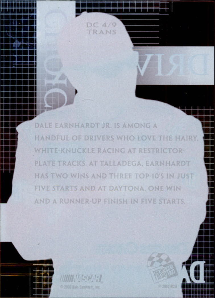 2002 VIP Driver's Choice Transparent #DC4 Dale Earnhardt Jr. back image