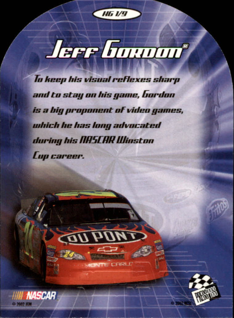 2002 VIP Head Gear Die Cuts #HG1 Jeff Gordon back image