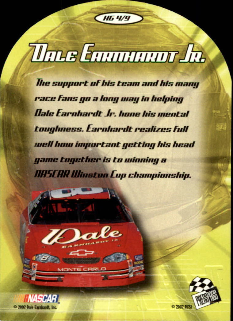 2002 VIP Head Gear Die Cuts #HG4 Dale Earnhardt Jr. back image