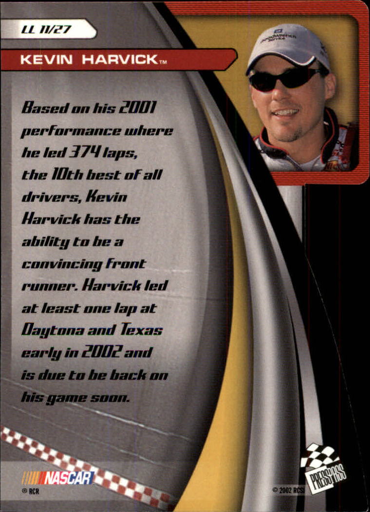 2002 Press Pass Stealth Lap Leaders #LL11 Kevin Harvick back image