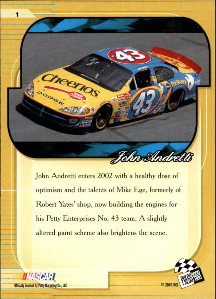 2002 Press Pass Premium #1 John Andretti back image