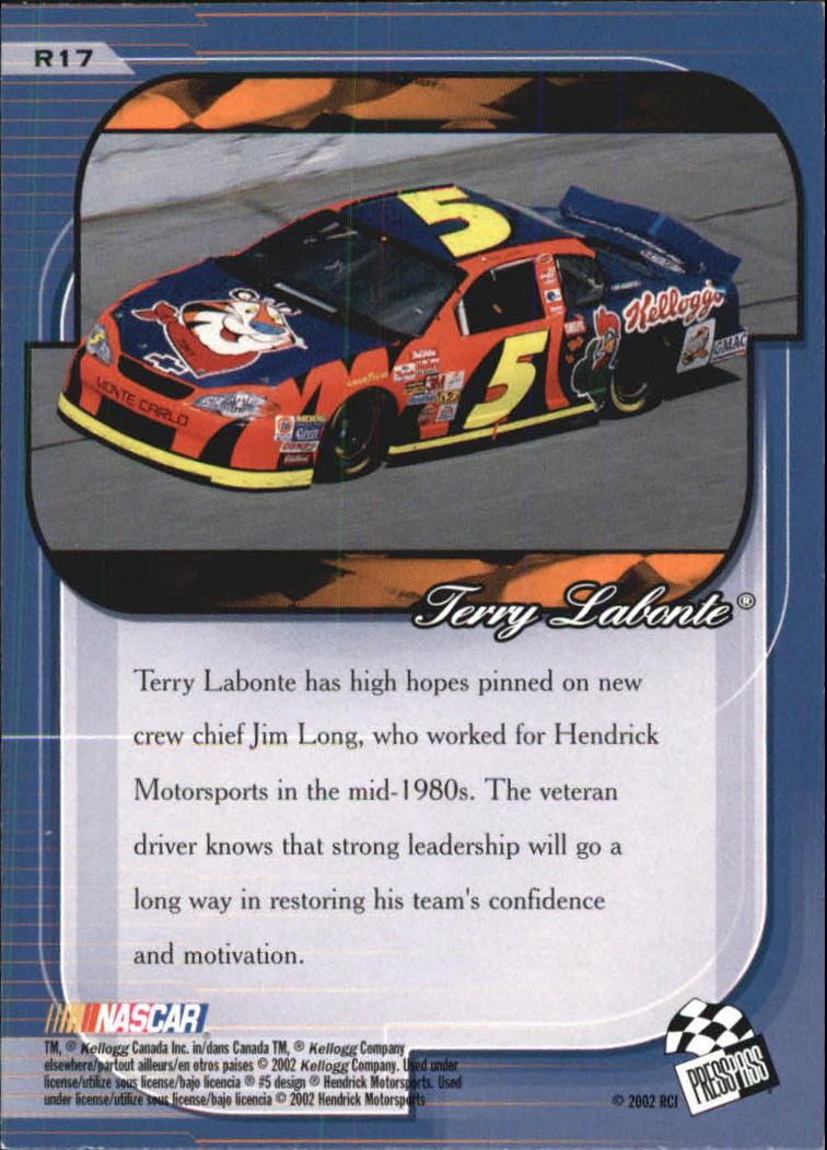 2002 Press Pass Premium Red Reflectors #17 Terry Labonte back image