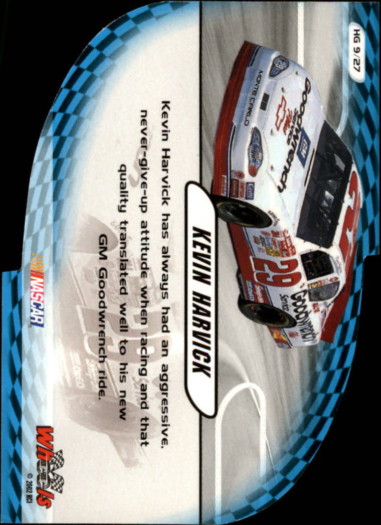 2002 Wheels High Gear High Groove #HG9 Kevin Harvick back image
