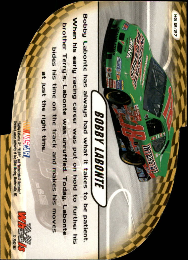 2002 Wheels High Gear High Groove #HG12 Bobby Labonte back image