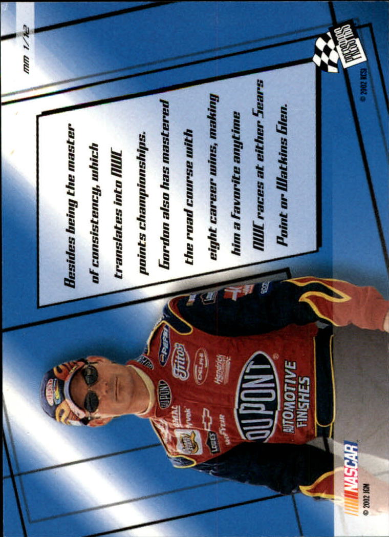 2002 VIP Mile Masters #MM1 Jeff Gordon back image