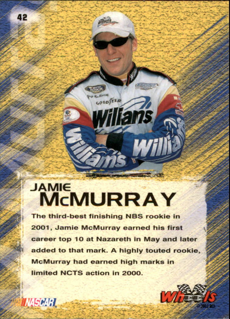 2002 Wheels High Gear #42 Jamie McMurray BGN RC back image