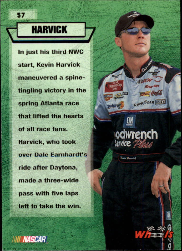 2002 Wheels High Gear #57 Kevin Harvick HL back image