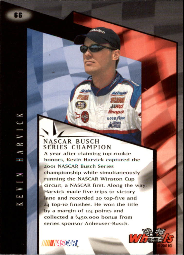 2002 Wheels High Gear #66 Kevin Harvick BGN Champ back image