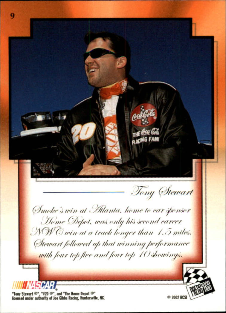 2002 VIP #9 Tony Stewart back image