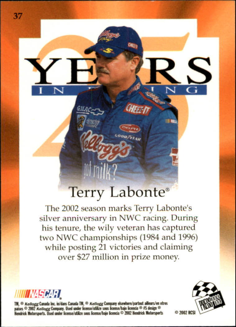 2002 VIP #37 Terry Labonte SA back image