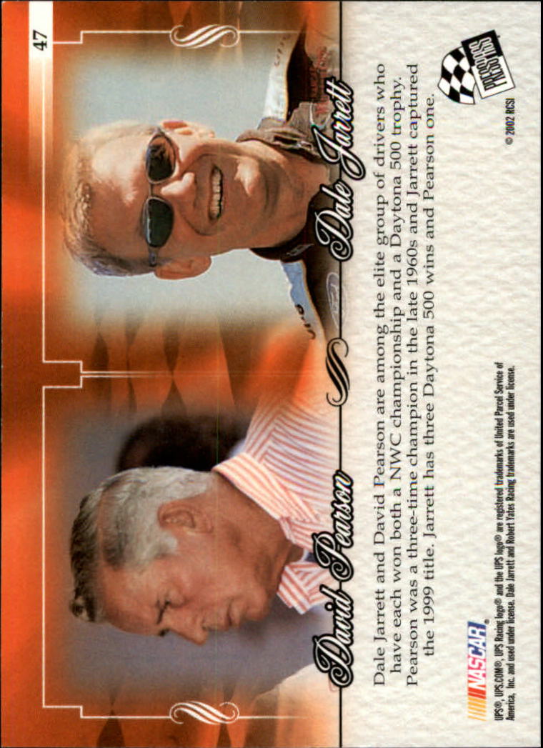 2002 VIP #47 David Pearson PP/(Dale Jarrett also on back) back image