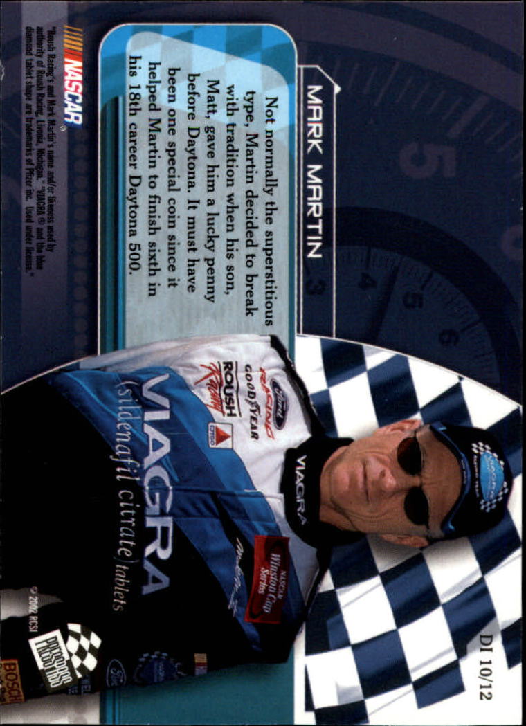 2002 Press Pass Trackside Dialed In #DI10 Mark Martin back image