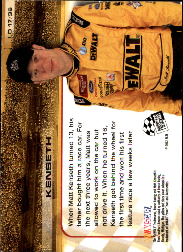 2002 Press Pass Trackside License to Drive #17 Matt Kenseth back image