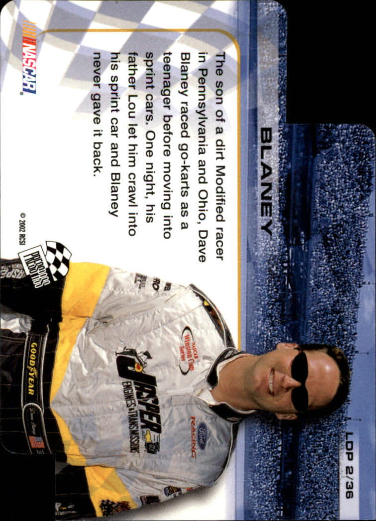 2002 Press Pass Trackside License to Drive Die Cuts #2 Dave Blaney back image