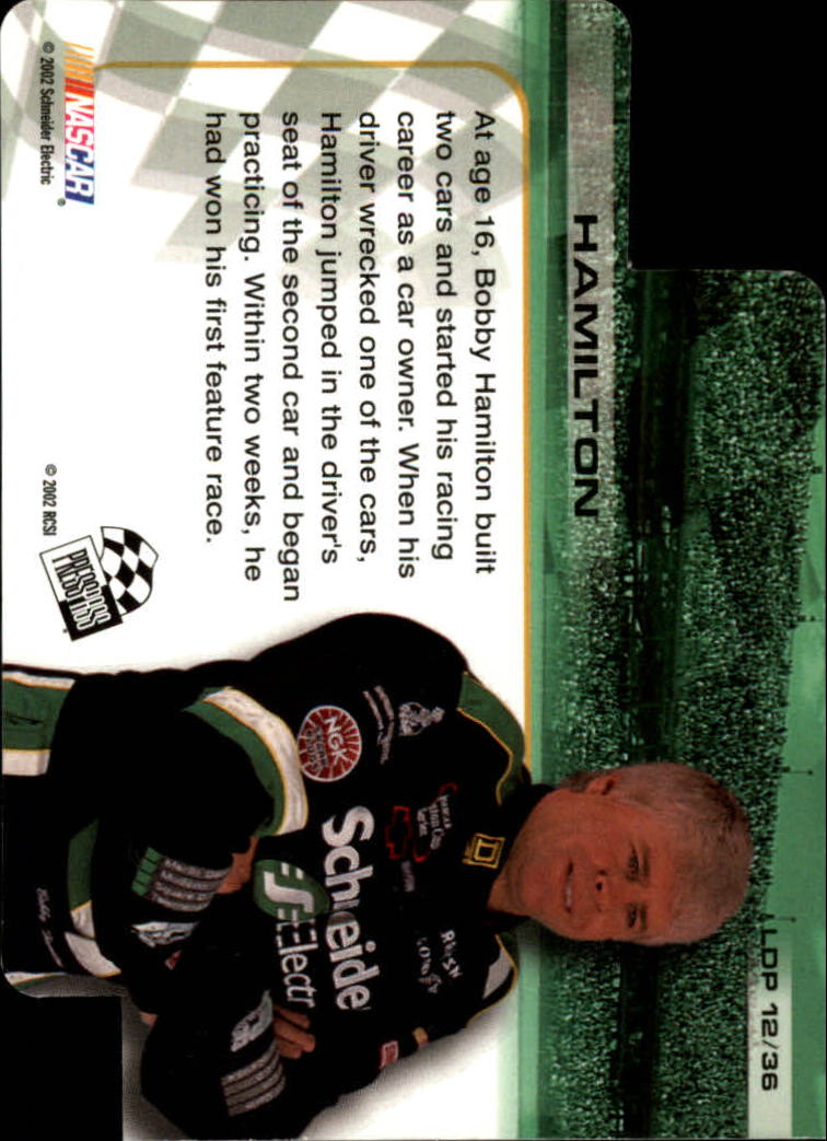2002 Press Pass Trackside License to Drive Die Cuts #12 Bobby Hamilton back image