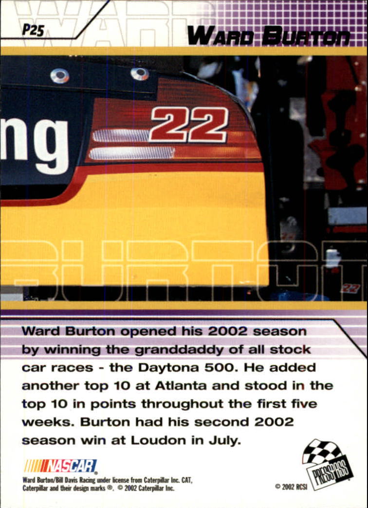 2002 Press Pass Stealth Gold #25 Ward Burton back image