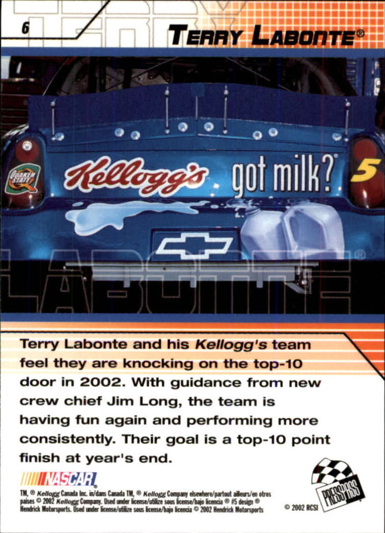 2002 Press Pass Stealth #6 Terry Labonte back image