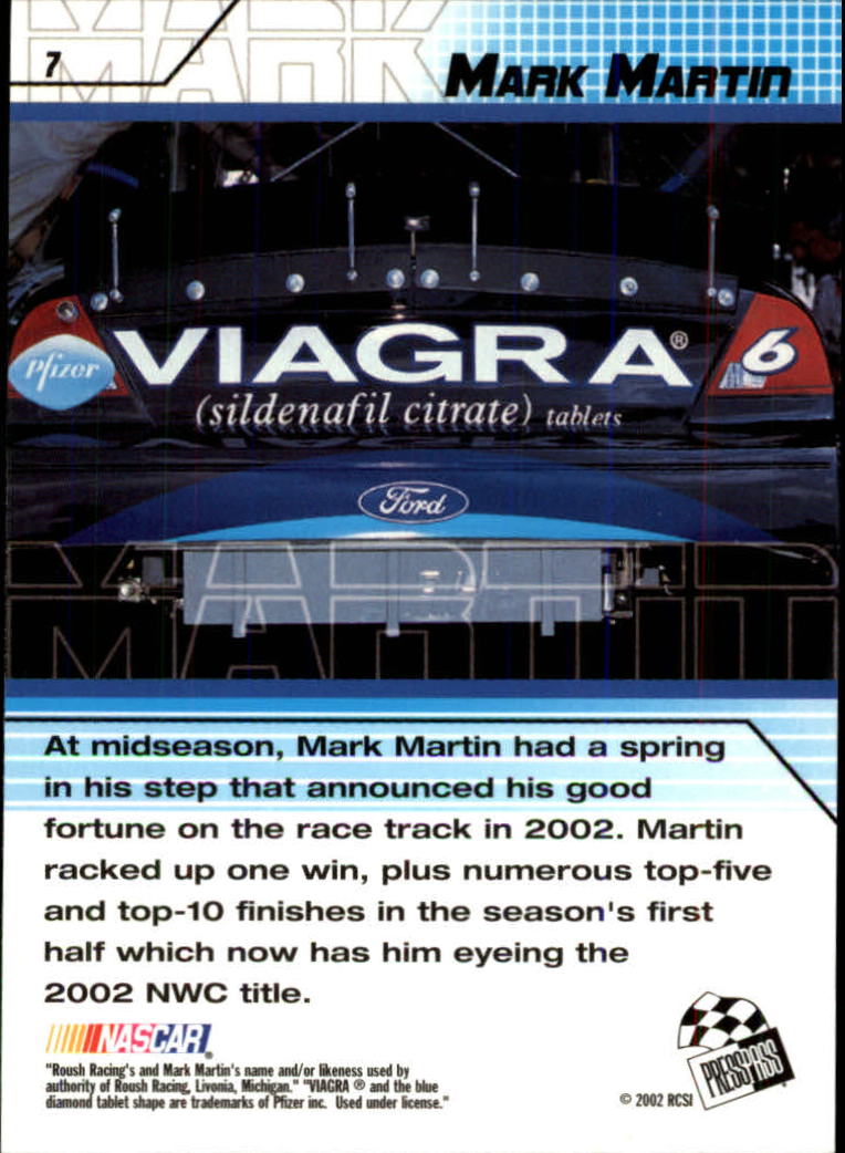 2002 Press Pass Stealth #7 Mark Martin back image