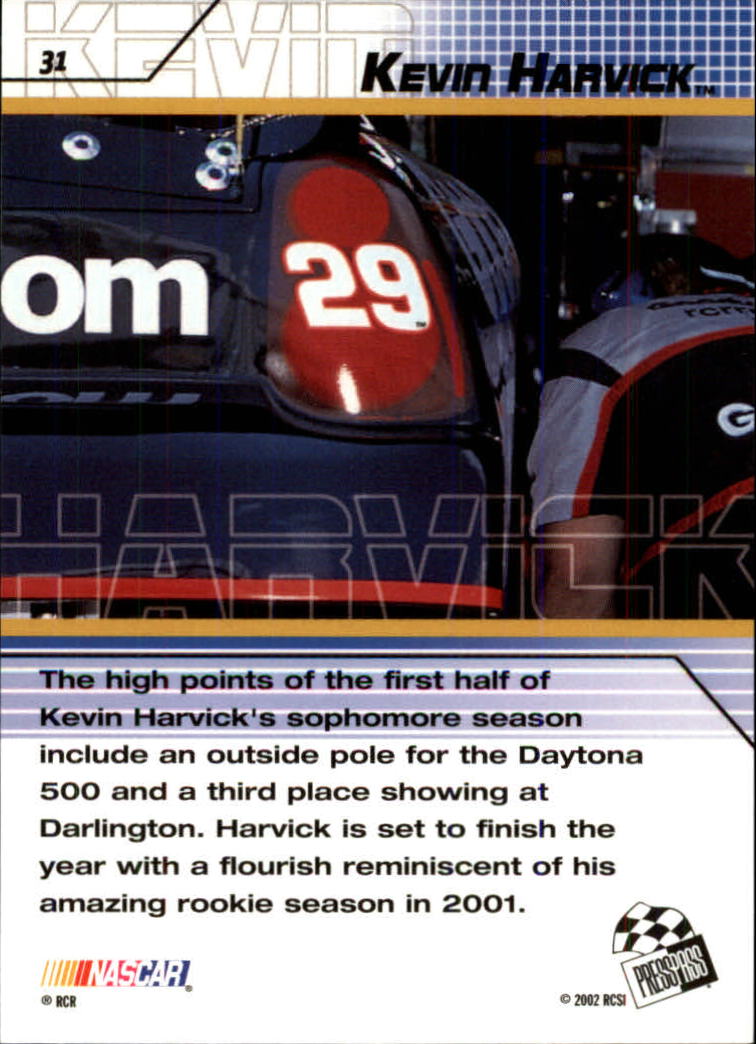 2002 Press Pass Stealth #31 Kevin Harvick back image