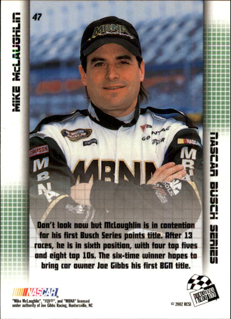 2002 Press Pass Stealth #47 Mike McLaughlin back image