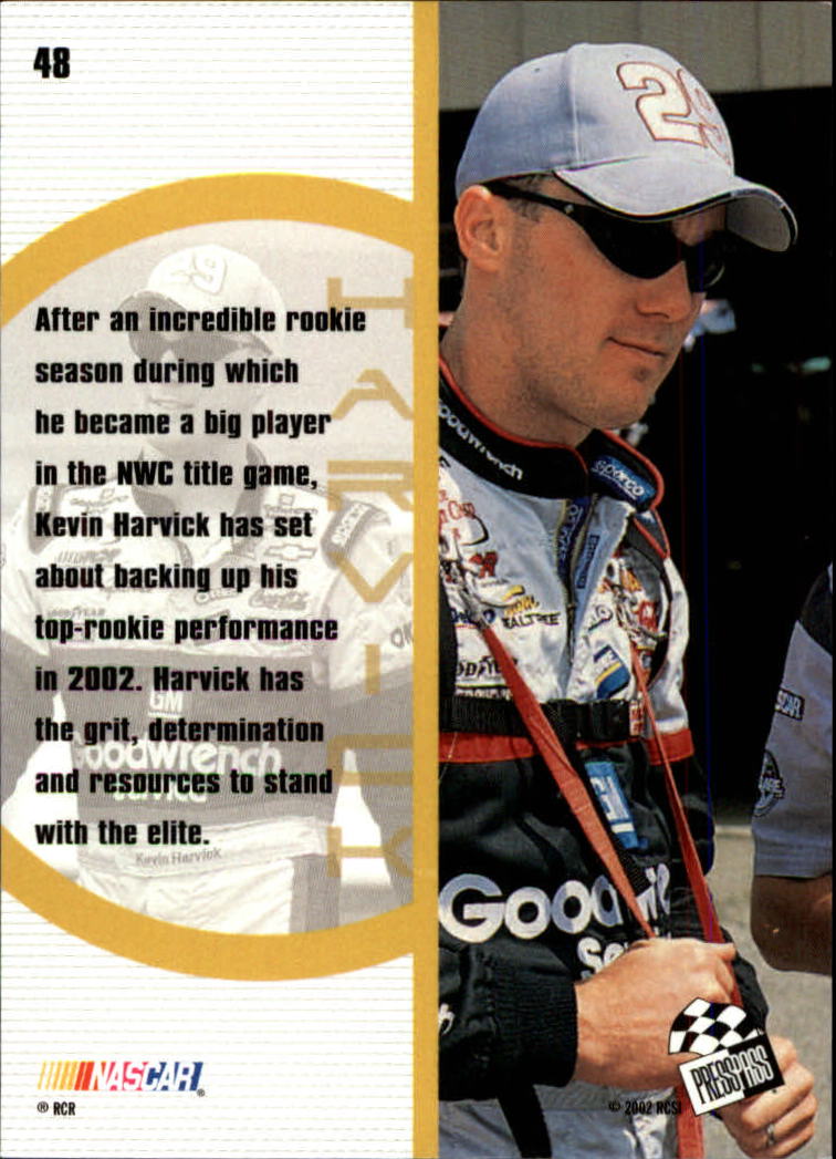 2002 Press Pass Optima #48 Kevin Harvick YG back image