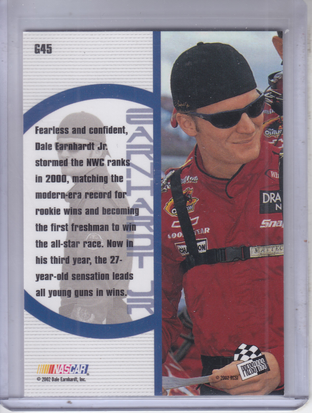 2002 Press Pass Optima Gold #45 Dale Earnhardt Jr. YG back image