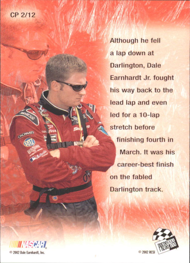 2002 Press Pass Optima Cool Persistence #CP2 Dale Earnhardt Jr. back image