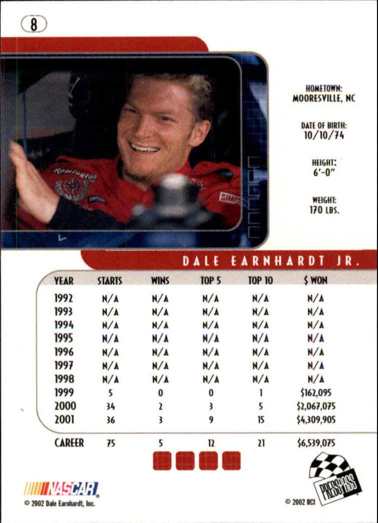 2002 Press Pass Eclipse #8 Dale Earnhardt Jr. back image