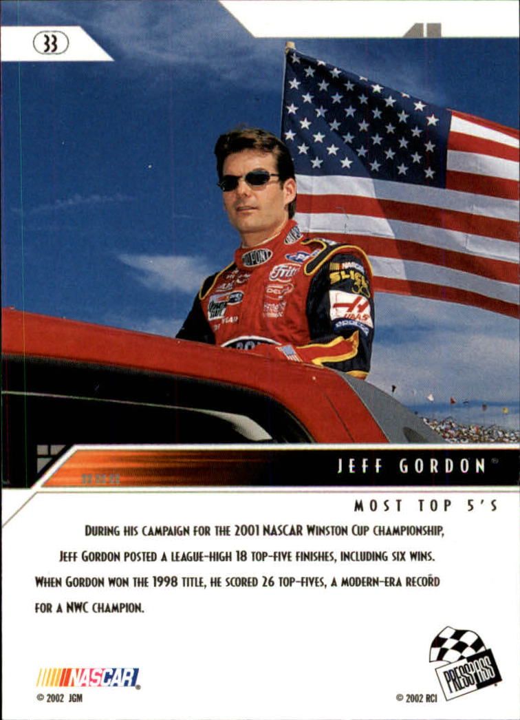 2002 Press Pass Eclipse #33 Jeff Gordon ACC back image