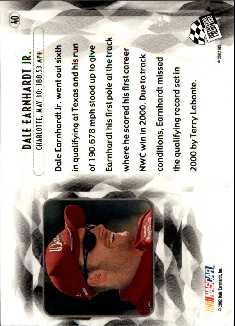 2002 Press Pass Eclipse #40 Dale Earnhardt Jr. SO back image